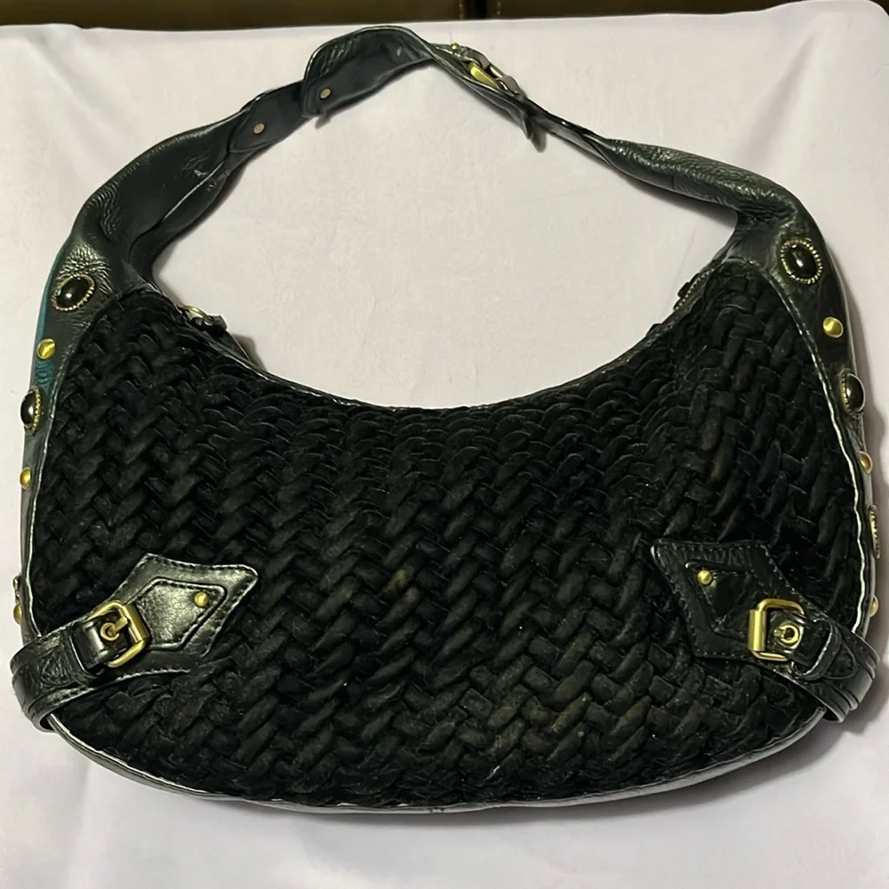 Cole Haan leather / velvet bag
